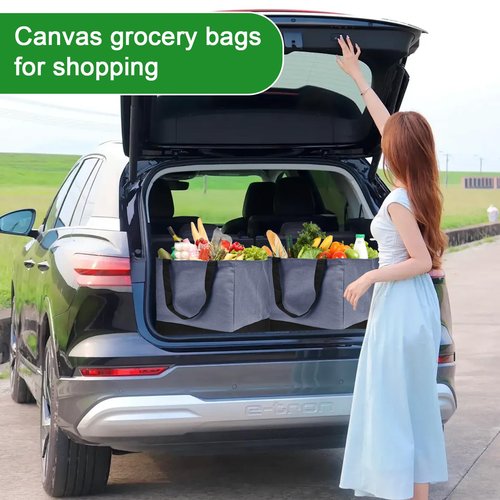 CNaiyunpin Canvas Reusable Grocery Bags Heavy Duty, 8.3 gal Foldable Large Tote Bag with Handles, Holds 60 lbs Canvas Shopping Bags, 1 Pack