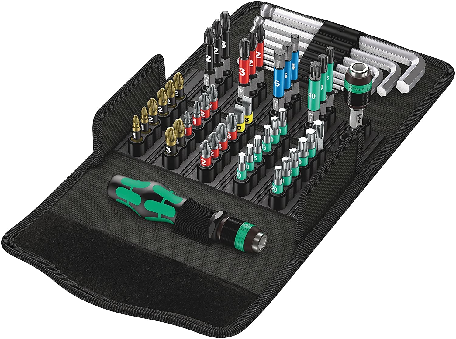 Wera 5057460001 | KK 100 52-Piece Metric Compact Pouch Tool Set for Easy Organization