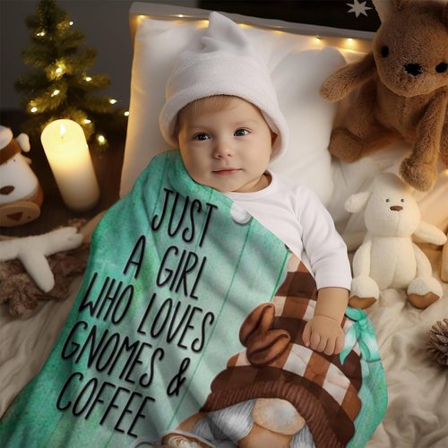 Ivarunner Coffee Gnome Blanket for Girls- Gnomes Gifts for Gnome Lovers, Daughter, Kids, Galentine's Day Soft Spring Gnome Theme Throw Blanket, 50x40 Inches