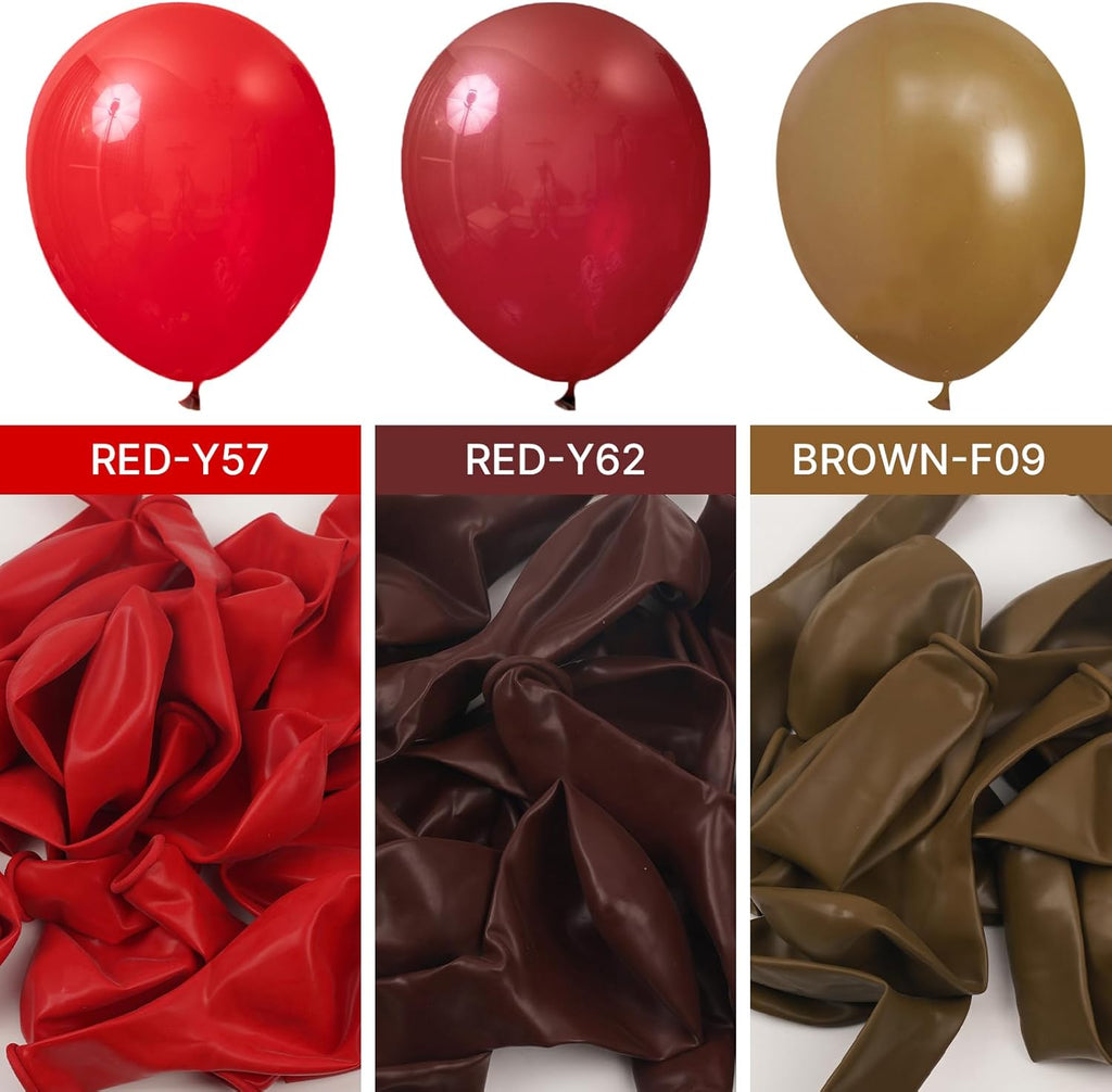 PartyWoo Burgundy Balloons - 140-Piece Dark Chestnut Red Balloon Arch Kit for Celebrations | 5-18 Inch Sizes