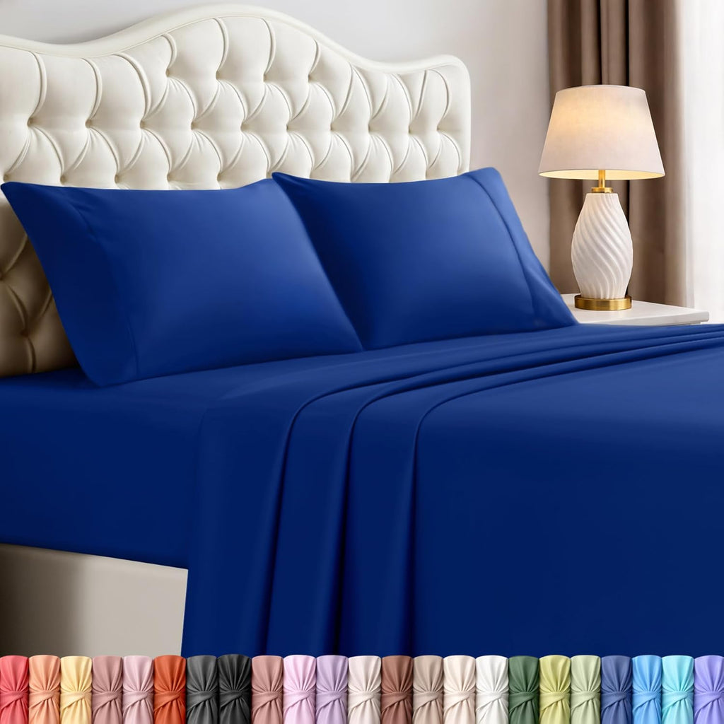 Utopia Bedding California King Size Sheet Set - Soft, Breathable Microfiber | 4-Piece in Royal Blue