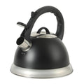 Mr. Coffee Clarefield 2.4 Qt Whistling Tea Kettle – Matte Black Stovetop Water Kettle with Lid, Heat-Resistant Nylon Handle and Knob, Stainless Steel Trim