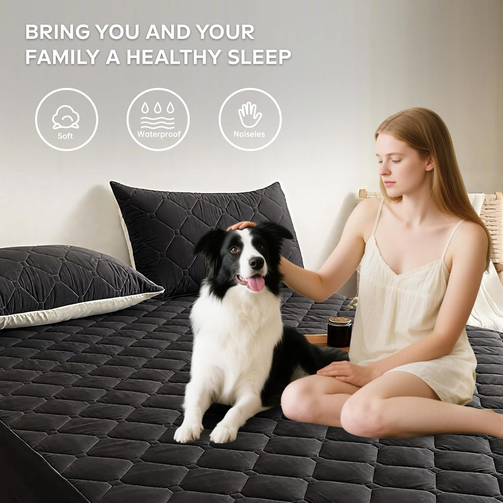 Skiennix Waterproof Twin Mattress Protector - Lab Tested Leakproof, Oeko-TEX Certified, Breathable & Noiseless | 18" Deep Pocket, Machine Washable (Black)