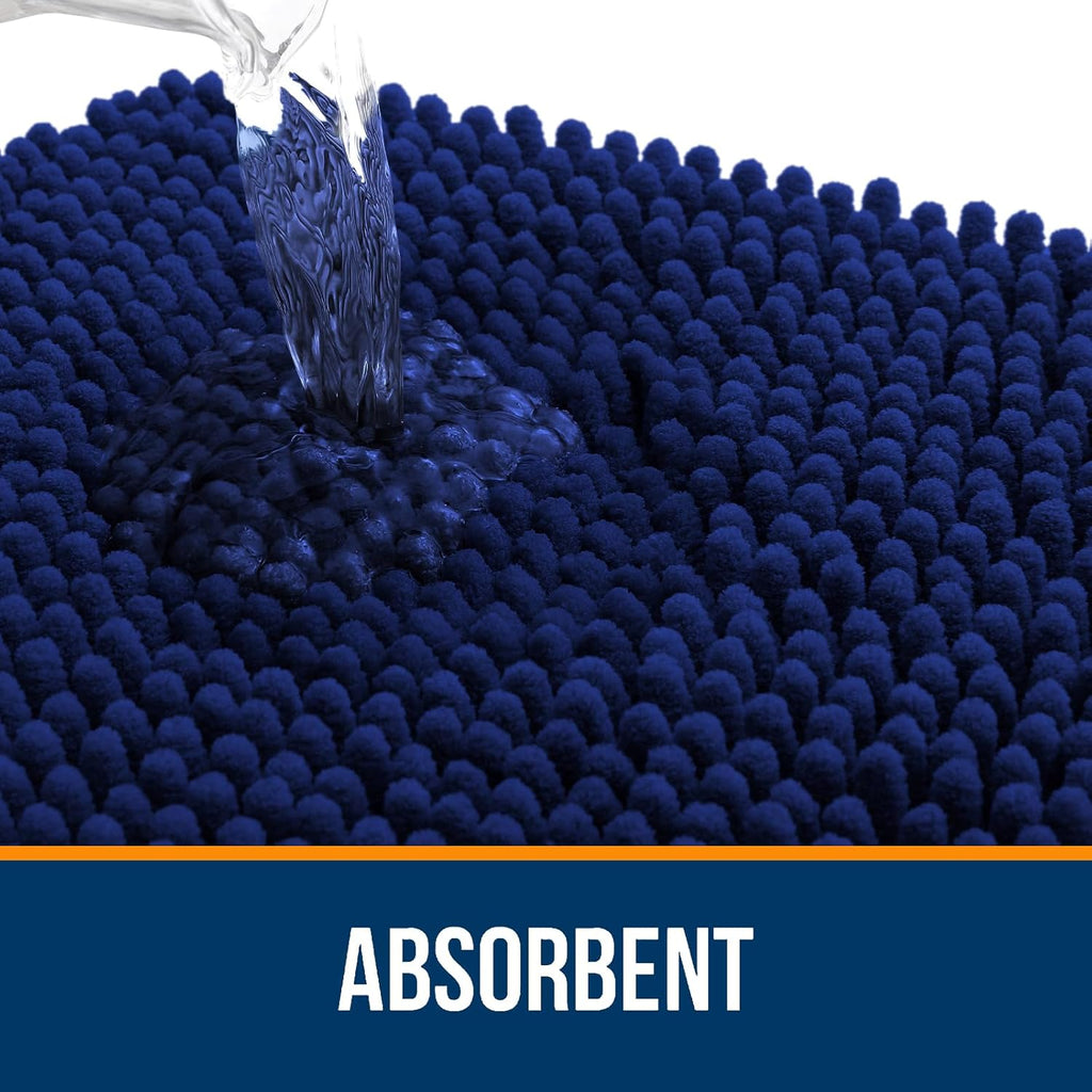 OLANLY Bathroom Runner Rugs - Extra Soft Absorbent Chenille | Quick Dry, Machine Washable, 47x24, Navy