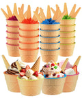 Tellshun 24 Pack Ice Cream Bowls and Spoons Set, Frozen Yogurt Cups with Spoons Durable Plastic Candy Color Cute Dessert Bowls DIY Ice Cream Tools For Festive Party Favor Gift (24)