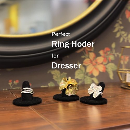 Black Velvet Ring Display Stand, 10PCS Ring Holder and Organizer, Jewelry Display Stand for Storage