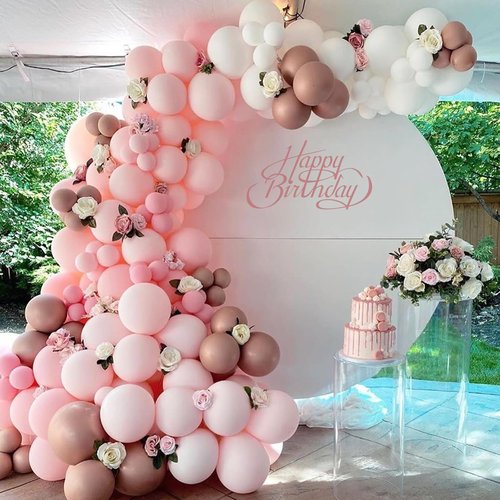 Awenztech Balloon Arch Kit - 120pcs Light Pink Latex Balloons in Various Sizes for Baby Shower & Birthday Party Decor