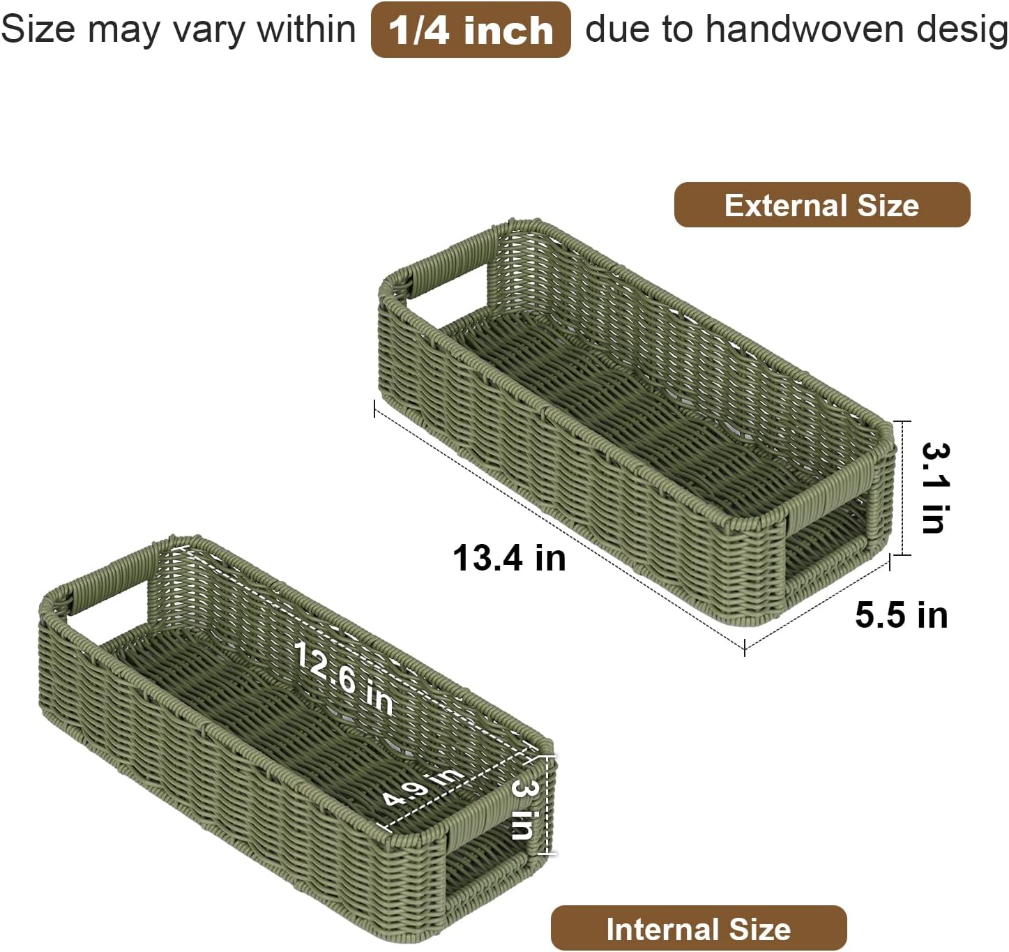 Regine Switzerland Wicker Storage Basket - Green Decorative Bin for Countertops & Shelves