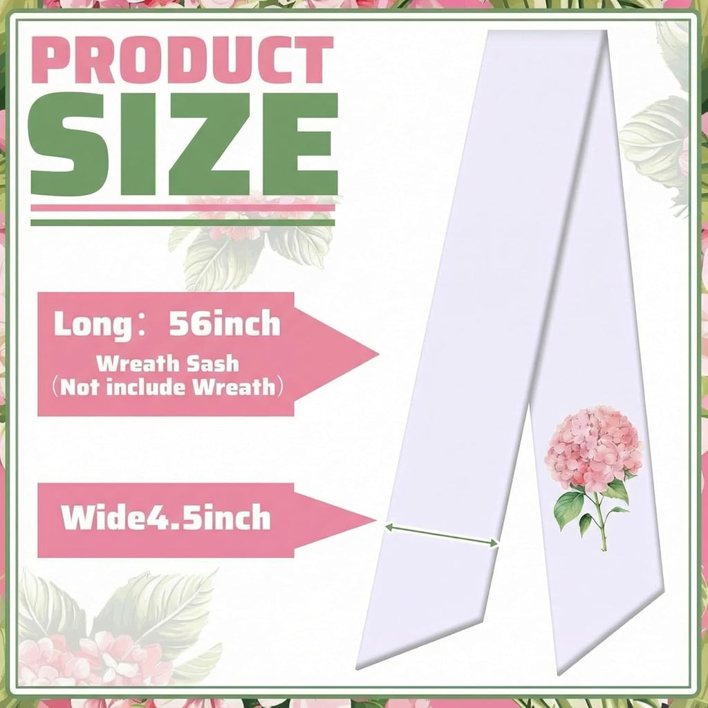 VitalCozy Pink Hydrangea Wreath - Elegant Satin Sash for Front Door | Perfect for Indoor/Outdoor Decor