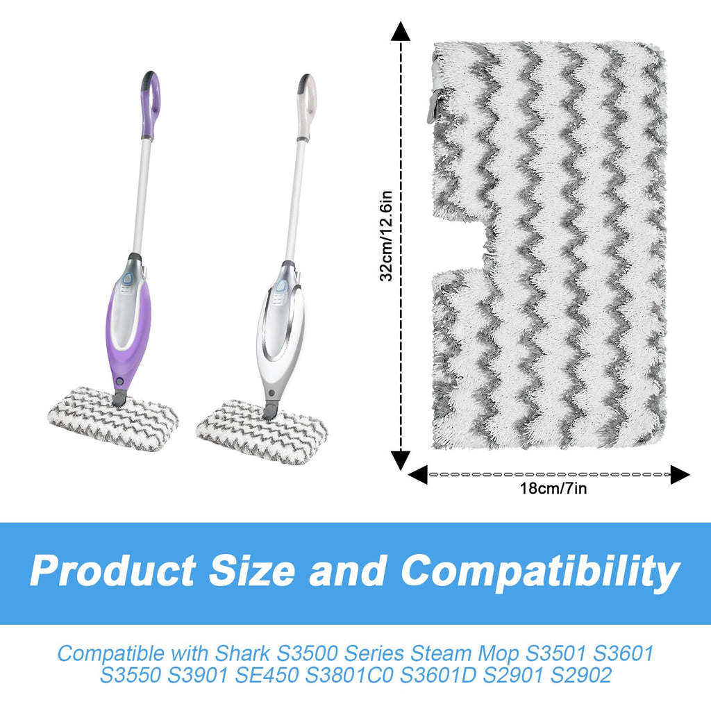 Steam Mop Replacement Pads for Shark S3500 Series S3501 S3601 S3501S S3601C S3550 S3801 S3901 S2901 Steam Pocket Mop,Microfiber Scrub Mop Pads for Deep Cleaning,Reusable and Machine-washable,3 Pack