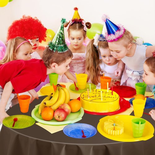 Brown 84-Inch Disposable Round Tablecloths - 12 Pack Plastic Covers for Parties & Events