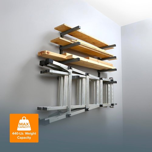 Bora 4-Level Lumber Storage Rack - Space-Saving Metal Shelf for Wood, Pipes & Building Materials | PBR-004B Black Gray