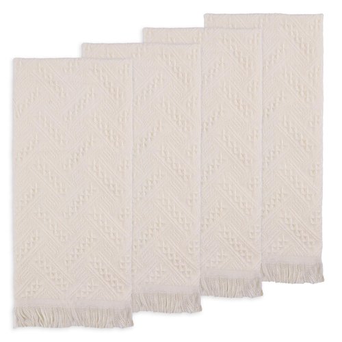 JOHOKAKITI Boho Bathroom Decor Hand Towel 4 Pack 100% Turkish Cotton 14 x 30 Inch Boho Kitchen Hand Towel Guest Tea Gift (Beige)