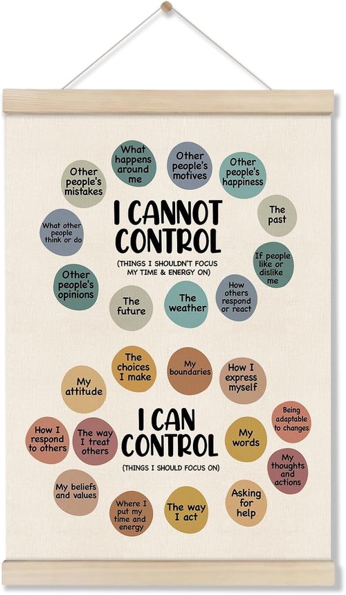 DOI-LANEE Calming Strategies Poster Frame - Inspirational Mental Health Wall Art 16x12 Inch | Motivational Decor for Therapy Offices