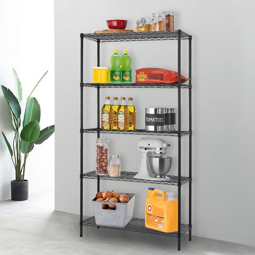 FDW Wire Shelving Unit - 5-Tier Adjustable Metal Rack | Strong Steel for Kitchen, Garage & Pantry - Black 14" D x 36" W x 72" H