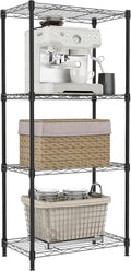 IZEUK 4-Tier Metal Wire Shelf Unit - Versatile Black Storage Rack for Kitchen, Bedroom, or Laundry | 17.7" W x 11.8" D x 41.9" H