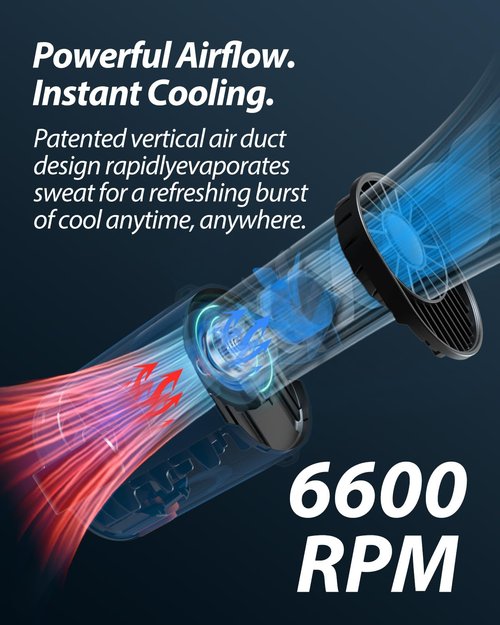 BARITO Portable Waist Fan, Wearable Shirt Fan Rechargeable with 25H Battery Life, 6600RPM Strong Wind, 4-in-1 Hands-Free Cool Clip Fan Under Shirt Quiet & Portable – For Work, Travel, Outdoors - Black
