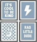 Skiennix Retro Black Checkered Poster Prints - Peace Hand Sign Wall Art for Teen Room | 4 Unframed 8x10 Inches