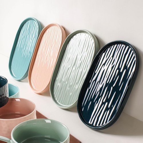 Artena Soup and Sandwich Plate Combo - 16 oz Ceramic Bowls with Handles & 9.85-inch Glazed Plates | Soft Pink