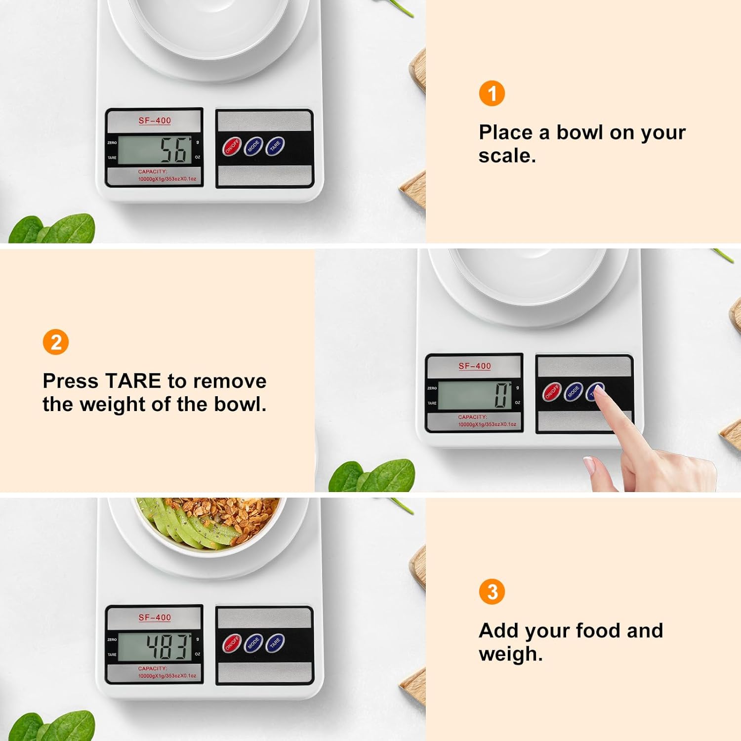 Partyreal Digital Kitchen Scale - Stainless Steel Food Scale with oz/g Units | Ideal for Meal Prep & Cooking