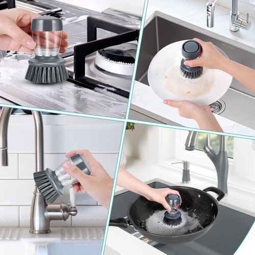 Soap Palm Brush Storage Set, 1 Piece Kitchen Brush with Bracket for Cleaning Pots, Pans and Sinks Scrub Brush Kitchen Scrub Brush