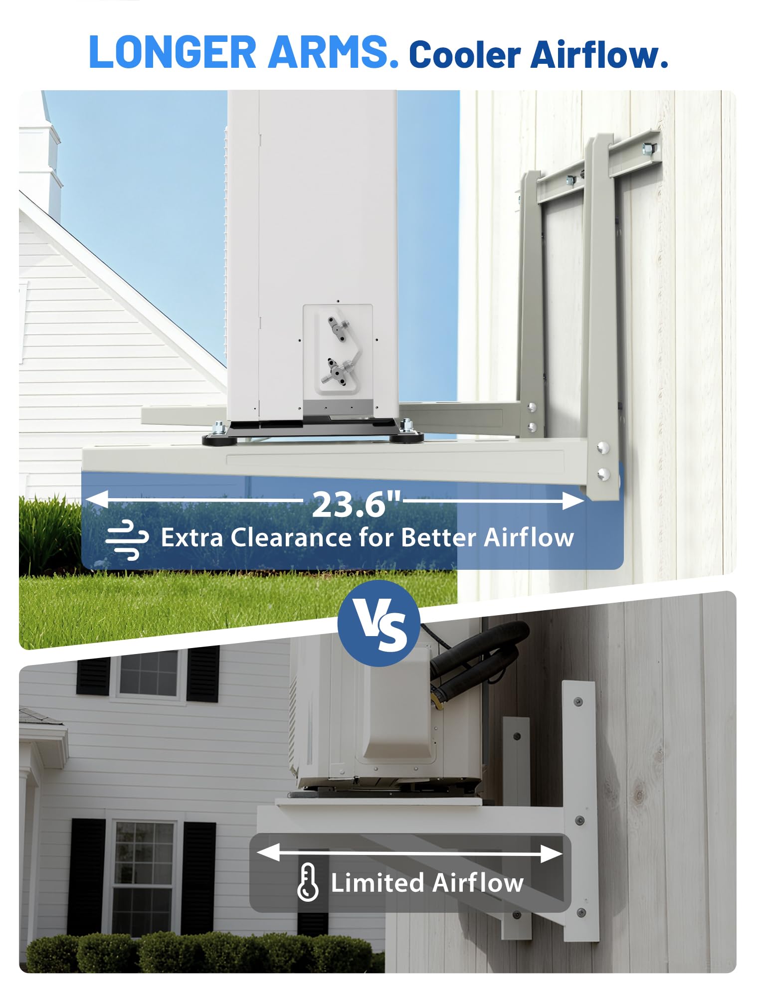 SMOQIO Mini Split Wall Mounting Bracket, Mini Split Brackets for Outside for 6000-36000 BTU Minisplit/Air Conditioner/Heat Pump (Max 550 LBS), Pre-Drilled 16" Holes to Match U.S. Wall Stud Standard