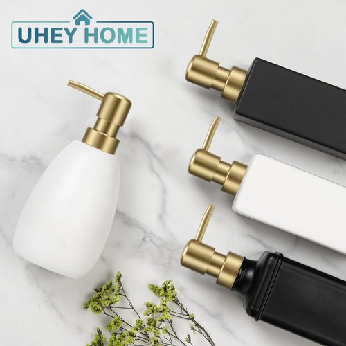 Soap Dispenser Pump Replacement for Standard 28/400 Thread Size Kitchen Soap Dispenser Pump Head for Regular Mouth Bottle Bathroom Countertops,2 Pack(Gold)