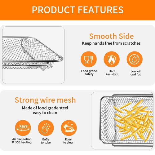 GWBSXM Air Fryer Basket Replacement for Emeril Lagasse Dual Zone 360 Air Fryer Oven 25 QT Air Fryer Convection Toaster Oven 11.6"x 6.9" Non-stick Mesh Air Fryer Steel Accessories Parts Dishwasher Safe