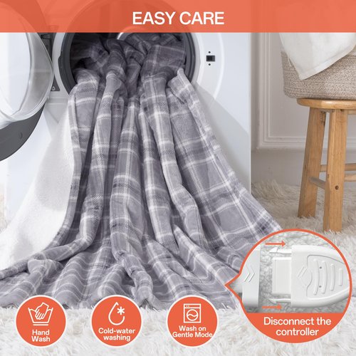 Heated Blanket Queen Size with Dual Control, Electric Blanket Double-Layer Flannel, Heating Blanket with 8 Heating Levels & 10 Hours Auto-Off Machine Washable, ETL Certification , ( 84" x 90")