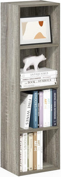 Furinno PASIR 4-Tier Modern Bookshelf - Open Shelves Bookcase in French Oak | Easy Assembly for Living Room & Home Office