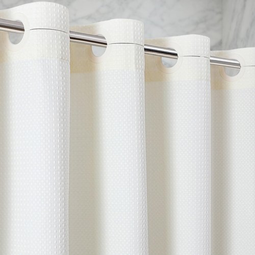Zemyovia Waterproof No Hooks Waffle Shower Curtain, 260GSM Heavy Duty Fabric, with 10 Durable Split Grommets, Luxury Hotel Spa Style for Bathroom, Machine Washable, 74 x 72 Standard Size, Cream