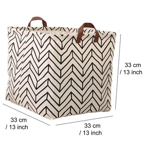 KRLIFCSL 3 Pieces 13 Inch Square Storage Bin, Fabric Folding Storage Baskets with Handles, Storage Organizer for kid's Toy & Baby Clothing - Laundry Basket/ Nursery Hamper (3 Geometric)
