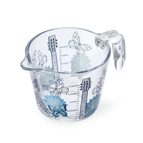 Dolly Parton Glass Measuring Cup, Easy-Read Markings, Spout and Handle, Oven and Dishwasher Safe, 2 Cup