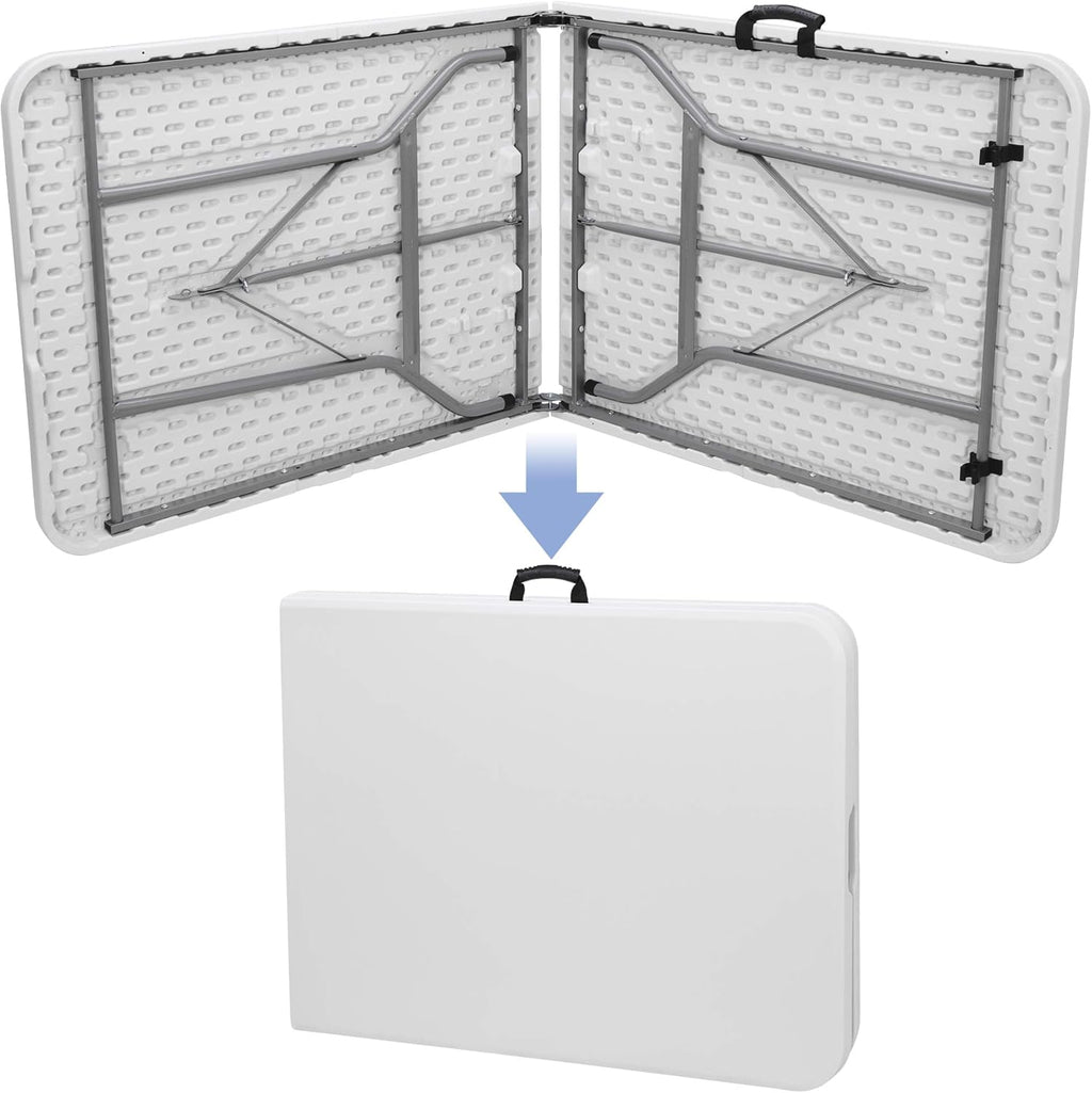 Super Deal 6FT Folding Table - Portable Heavy-Duty Plastic Dining & Picnic Table with Carrying Handle