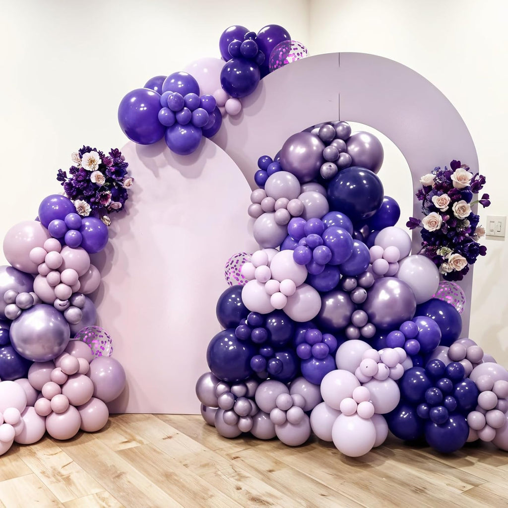 Skiennix Pink & Purple Balloons - Metallic Confetti Latex for Birthday & Wedding Decor