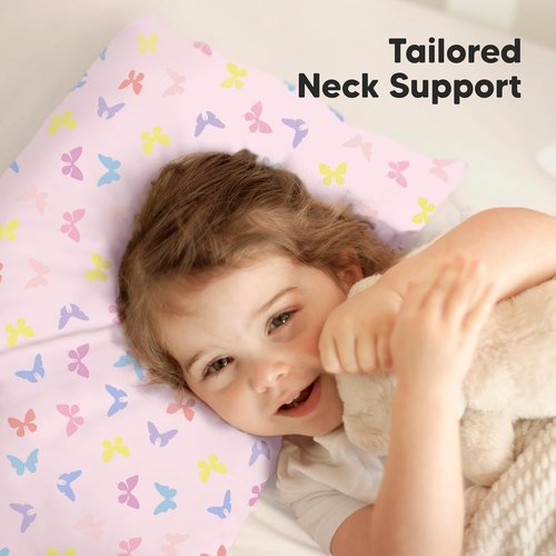KeaBabies Jumbo Toddler Pillow - Soft Organic Cotton with Pillowcase, Machine Washable | Perfect for Travel (Flutter)