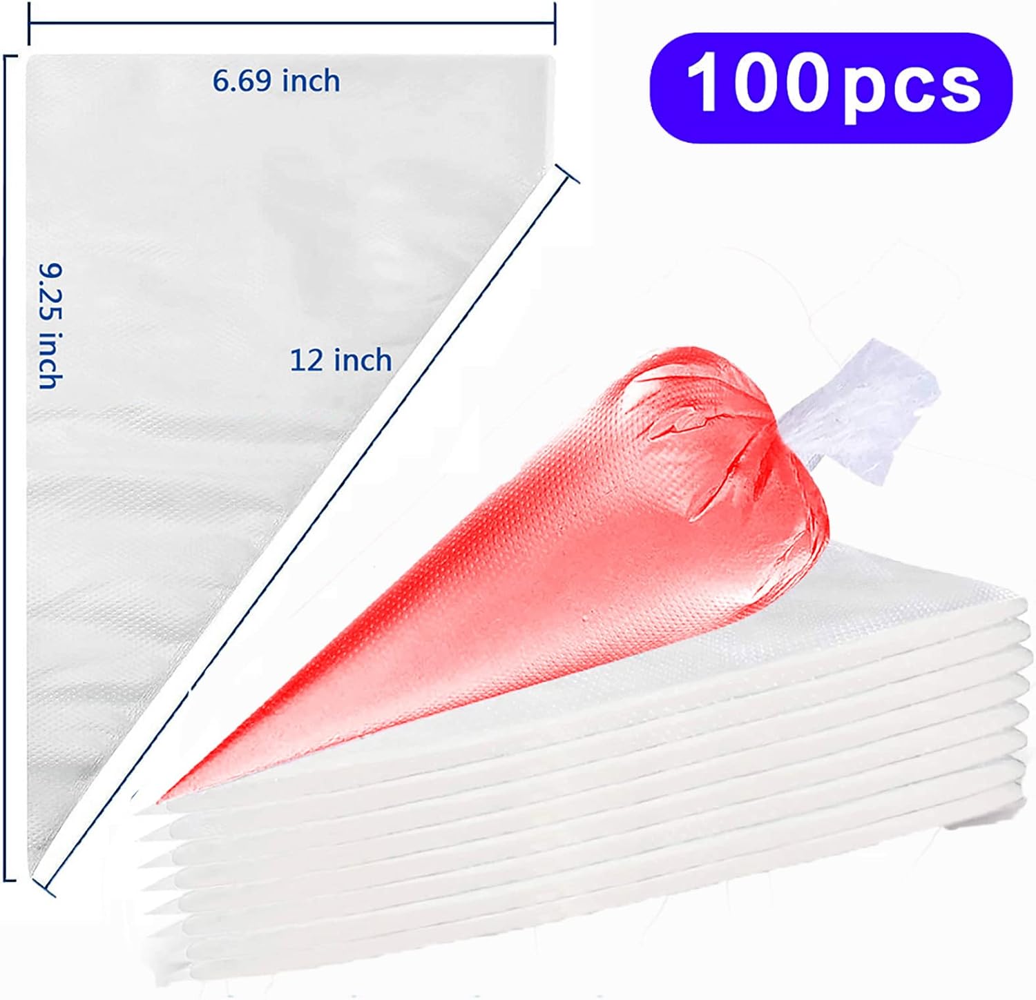 Tipless Piping Bags - 100 Disposable Pastry Bags for Icing & Frosting | Perfect for Cake & Cookie Decorating