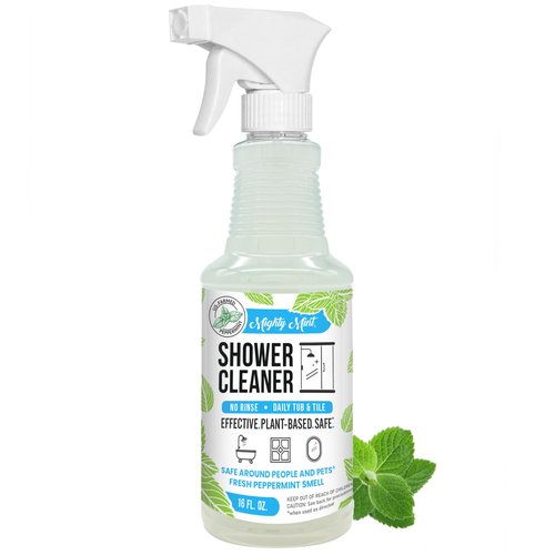 Mighty Mint Daily Shower Cleaner Spray – No Rinse, No Scrub Solution for Glass, Tile & Grout – Plant Based Formula with Peppermint Scent - 16 oz.