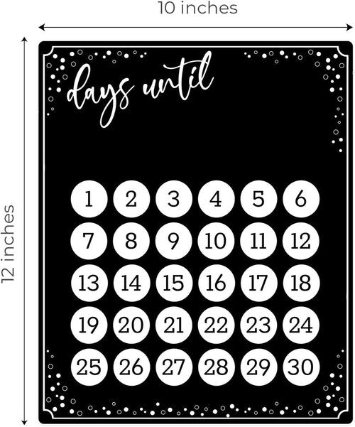 Event Countdown Board - 10" x 12" Black Dry Erase Calendar | USA-Made Countdown Sign for Photos