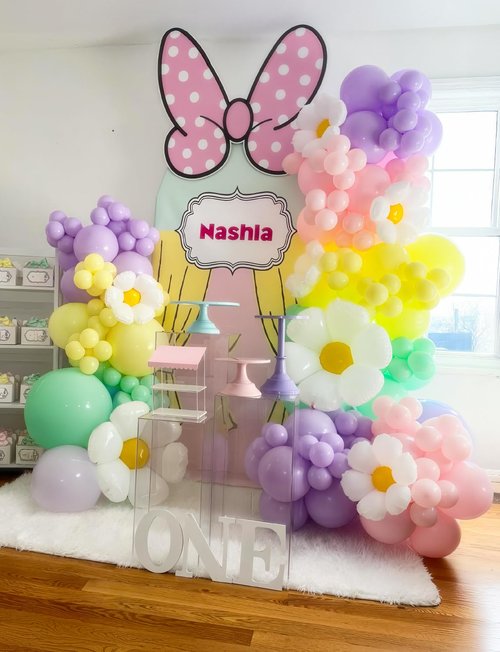 Haolongfa Daisy Balloon Arch Garland Kit - 131 Pcs Pastel Rainbow balloon arch kit with Daisy Balloons, for Birthday Party, Baby Shower, Flower Themed Party Decorations