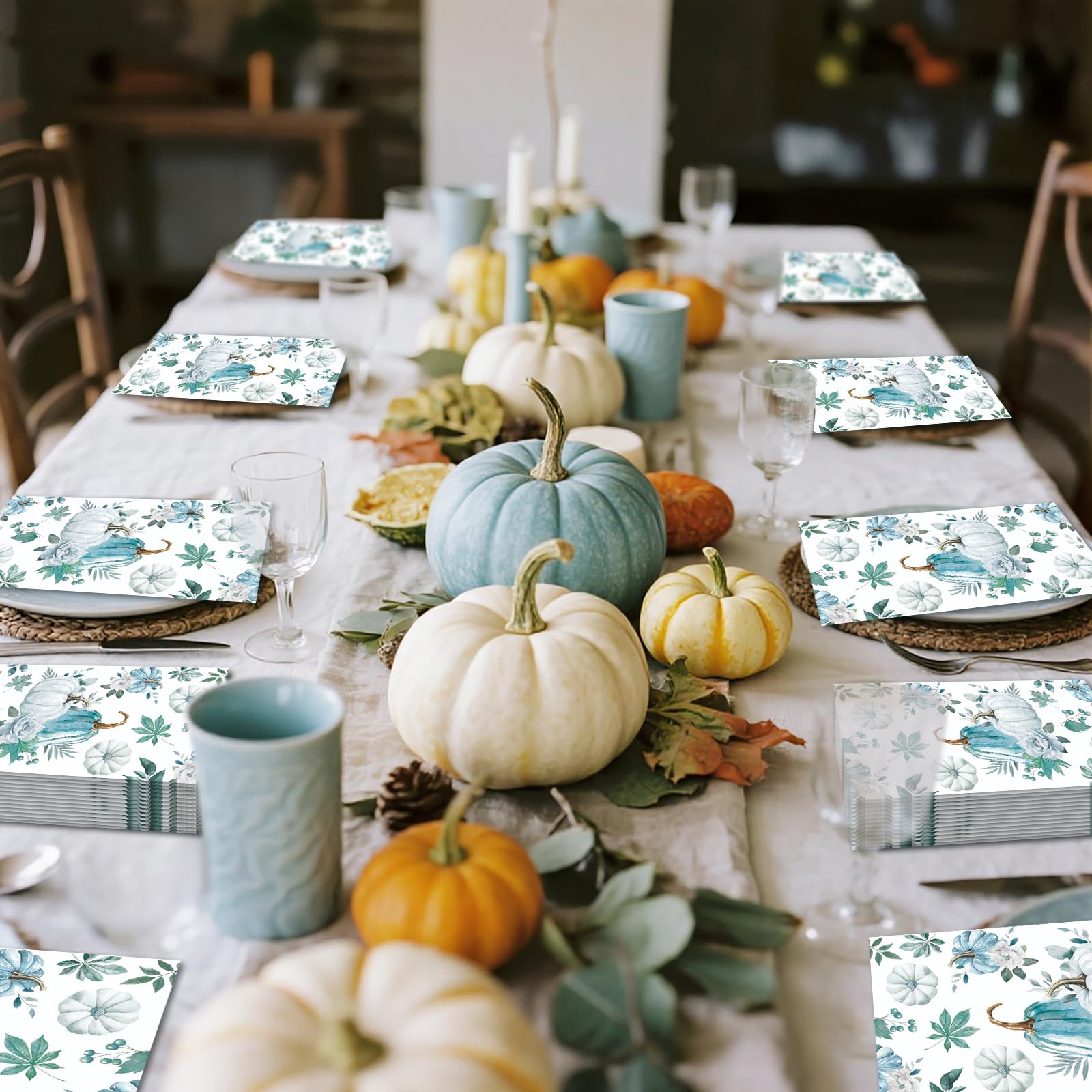SMUAENSS 100 PCS Thanksgiving Napkin Disposable, Fall Paper Floral Guest Napkins, 3 Ply Boho Napkins Lunch Dinner kitchen Hand Napkin for Autumn Harvest Wedding Birthday Supplies