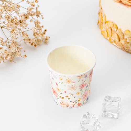 Crisky 3oz Paper Cups Dixie Cup[100 Pack], Disposable Bathroom Cups, Elegant Design Floral Small Mouthwash Cup, Hot/Cold Beverage Coffee, Dessert for Birthday Parties, Home-use, Picnics, Ceremonies
