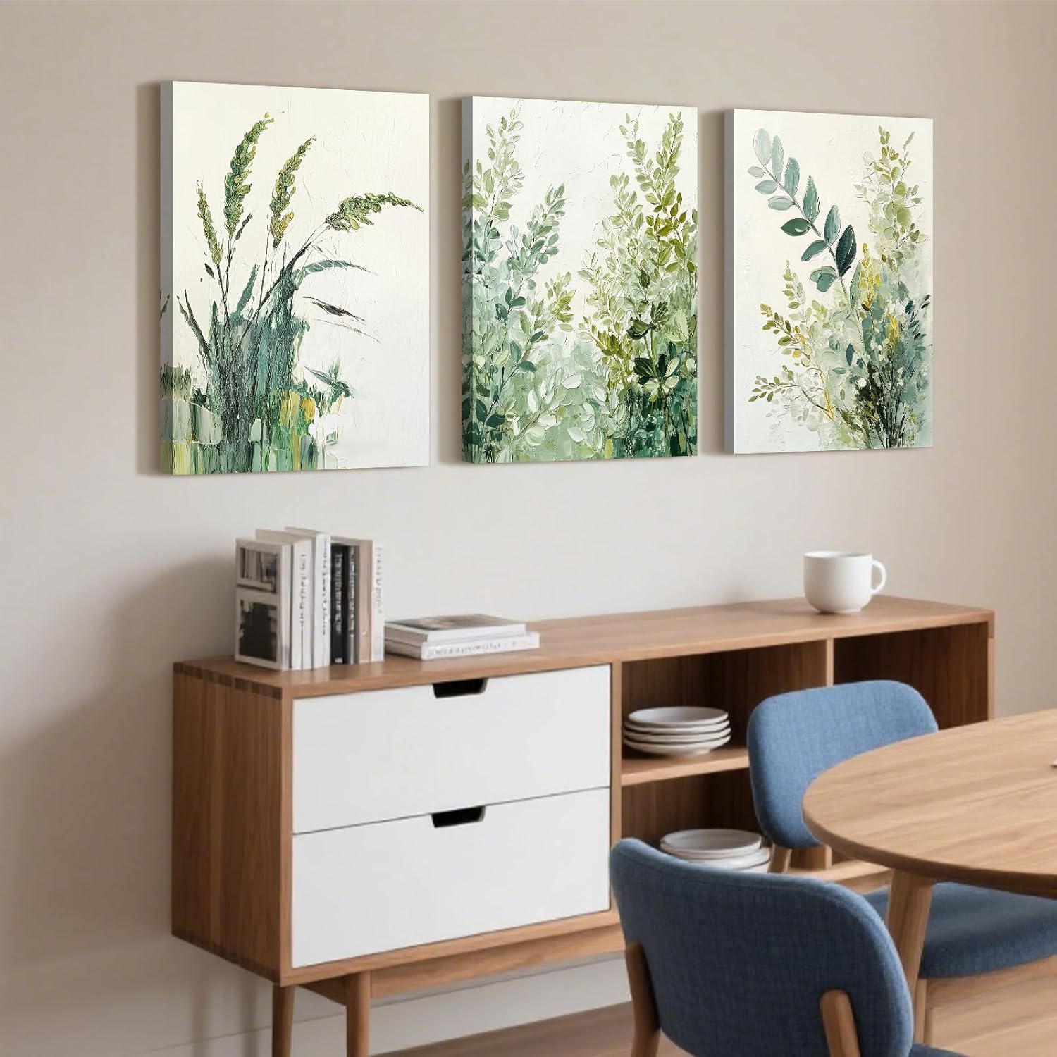 Skiennix Boho Floral Canvas Wall Art Prints - Modern Botanical Decor for Home & Office | 12"x16" Wrapped Frame