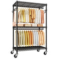 ULIFHOME P1 Rolling Clothes Rack, Portable Wardrobe Closet with Wheels, Heavy-Duty Closet Clothing Rack for Hanging Clothes, 35.5" W x 15.7" D x 80.5" H, Hold 500lbs, Black