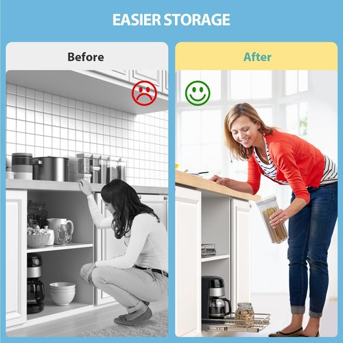 ZOINLIY Pull Out Cabinet Organizer, Versatile Slide Out Kitchen Organizers and Storage,Heavy Duty Drawer Cupboard Storage Basket, Smooth Sliding, Chrome Finish (24.8 * 21inch)