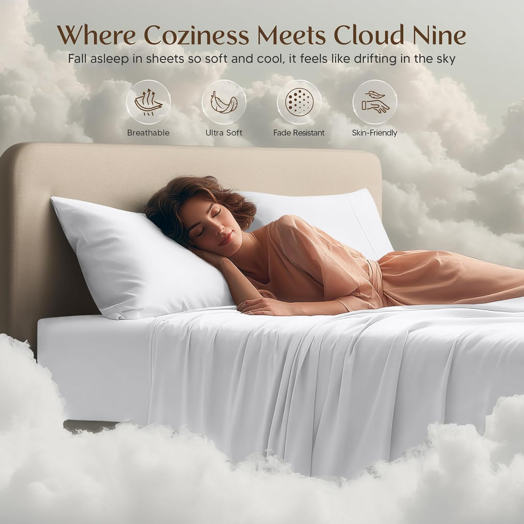 Utopia Bedding Full Size Sheet Set - Soft, Breathable Microfiber | 4-Piece White Bed Sheets Set