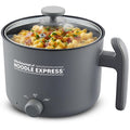 Elite Gourmet NOODLE EXPRESS Electric Hot Pot, Prepare Noodles, Soups, Stews, Cool-touch Handle, Ceralast™ PFAS-Free Ceramic Non-stick, Tempered Glass Lid, 2 Heat Settings-High/Low, Grey
