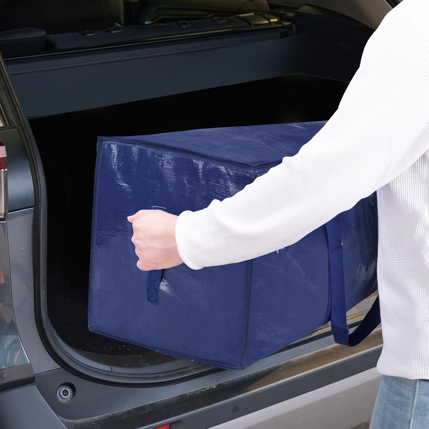 TICONN Extra Large Moving Bags - Heavy Duty Storage with Zippers & Handles | 6 Pack, Navy
