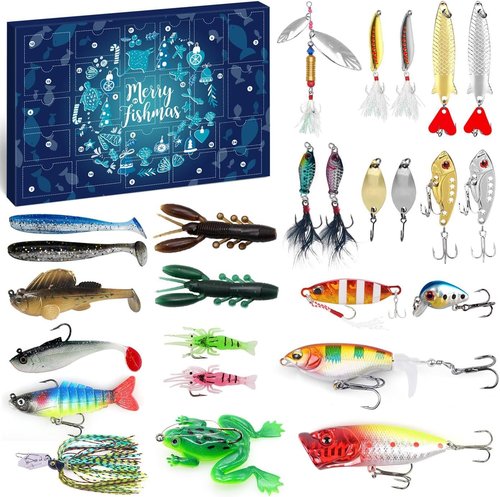 MOVINPE Fishing Advent Calendar - 24 Days of Premium Fishing Lures for Men & Teens | Perfect Christmas Gift