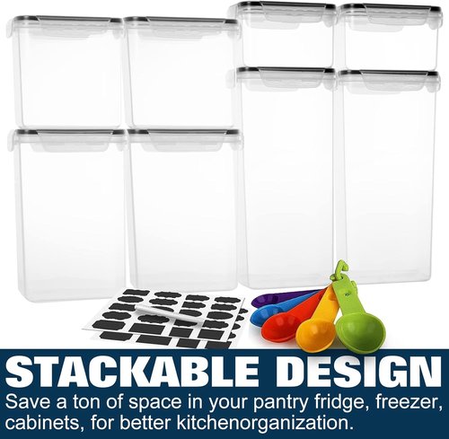 MCIRCO Airtight Food Storage Containers - 36-Piece Set for Kitchen Organization | Includes Lids, Labels & Measuring Cups